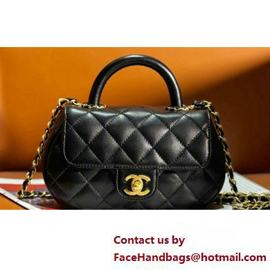 Chanel Lambskin & Gold-Tone Metal Small Bag with Top Handle AS4573 Black 2024 - Click Image to Close